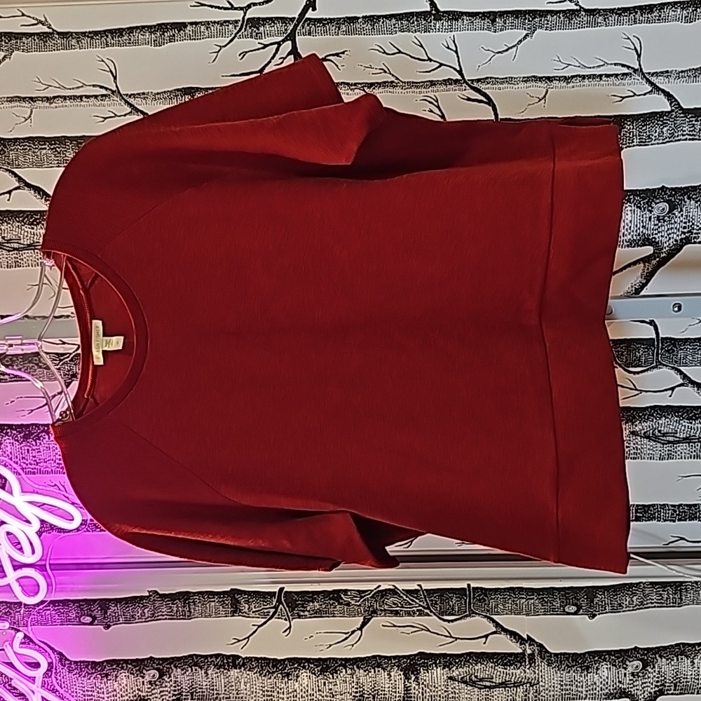 Eileen Fisher Organic Cotton Slub Burnt Orange Short Sleeve Top - Petite Size S